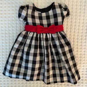 Charming Plaid Kids Dress with Red Bow